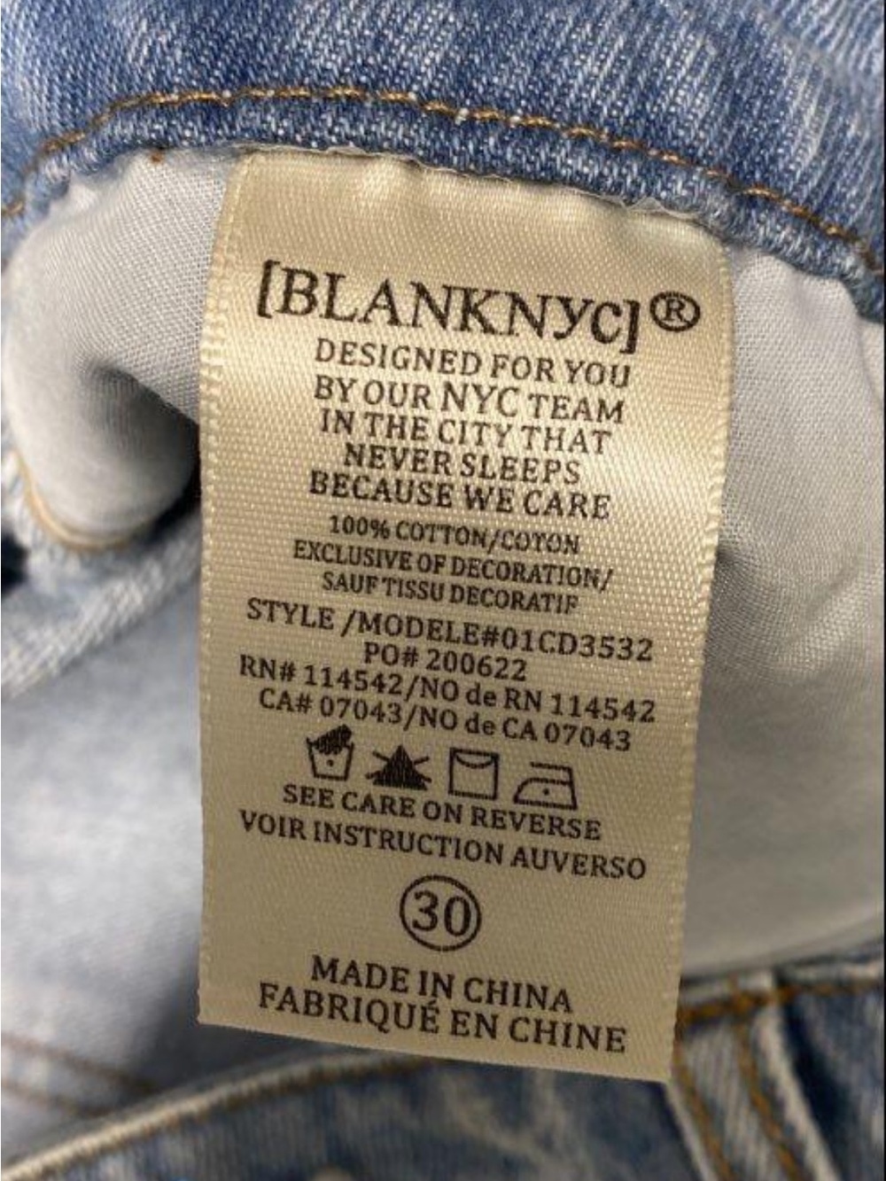 NWT Blank NYC “The Franklin” Beaded Pearl Rib Cage Wide Leg Denim Jeans Size 30 - Picture 6 of 7